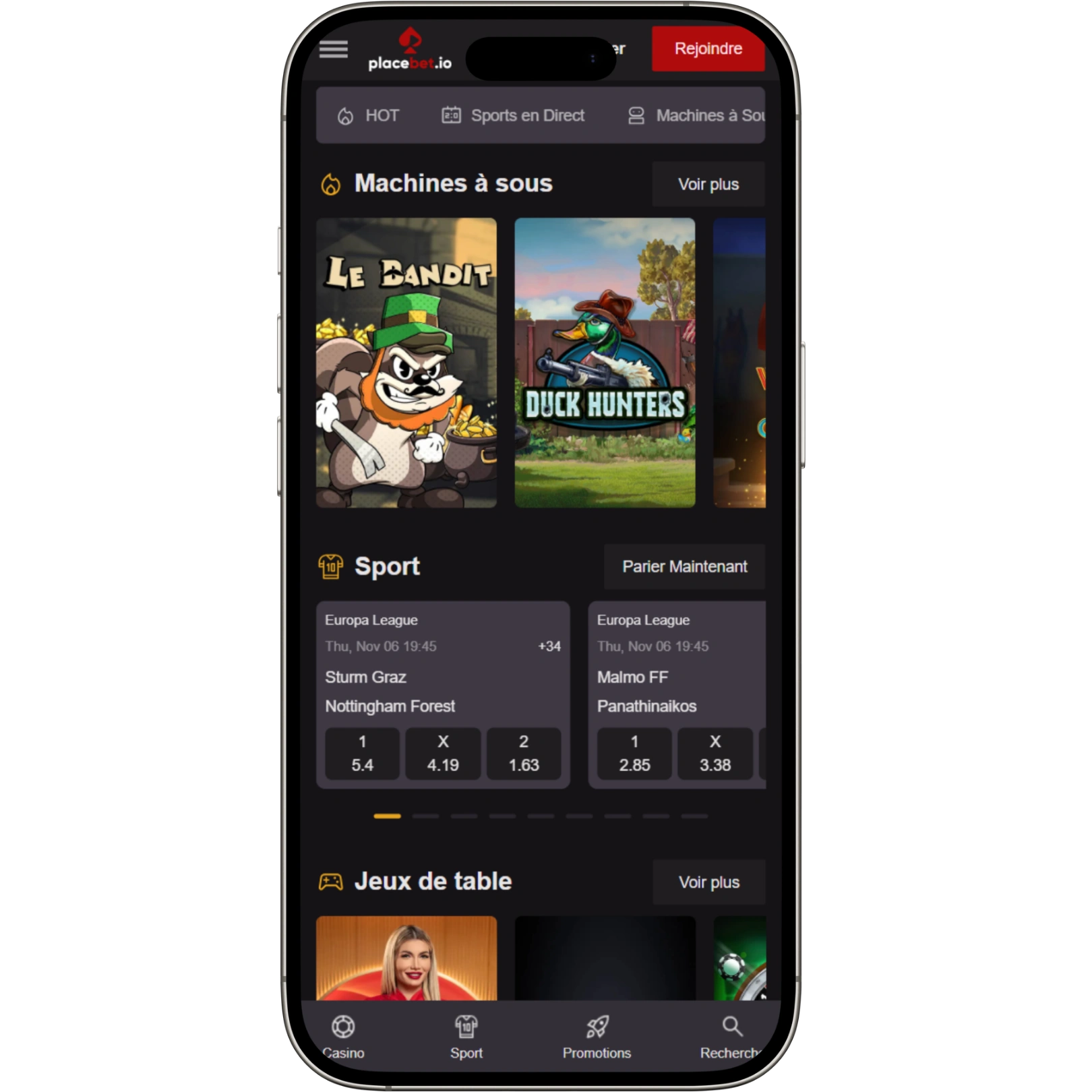 PlaceBet Casino Expérience Mobile